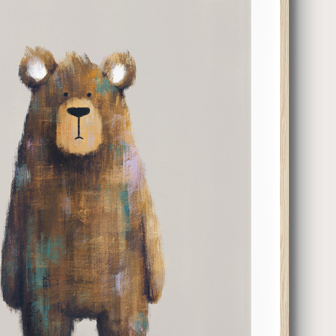 Neutral Bear Woodland Nursery Print
