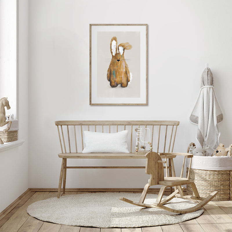 Neutral Bunny Woodland Nursery Print