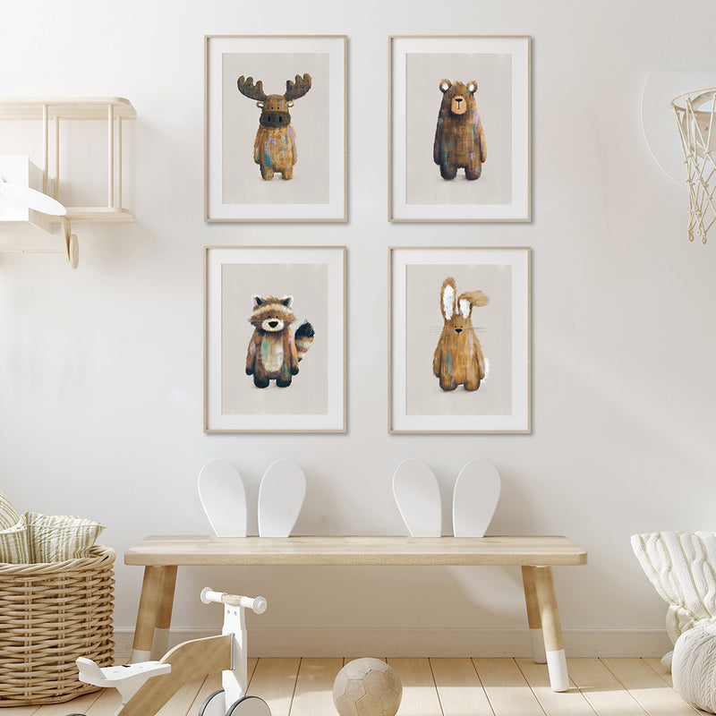 Neutral Woodland Nursery Prints Set of 4