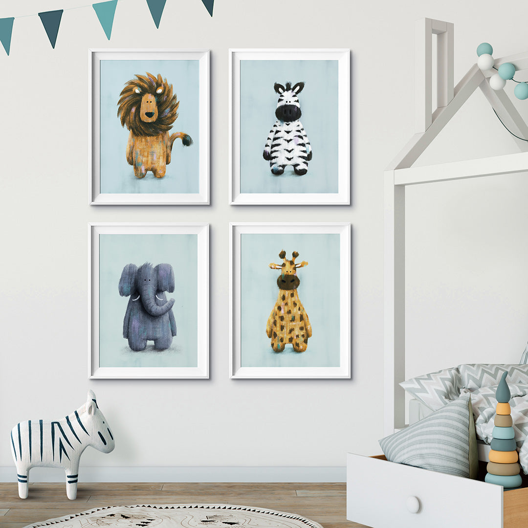 Safari Animals Set of 4 Nursery Prints